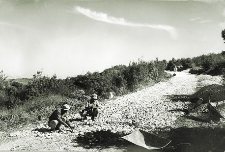 Preparing infrastructure for an access road to Biranit, 1963. KKL-JNF Photo Archive Preparing infrastructure for an access road to Biranit, 1963. KKL-JNF Photo Archive