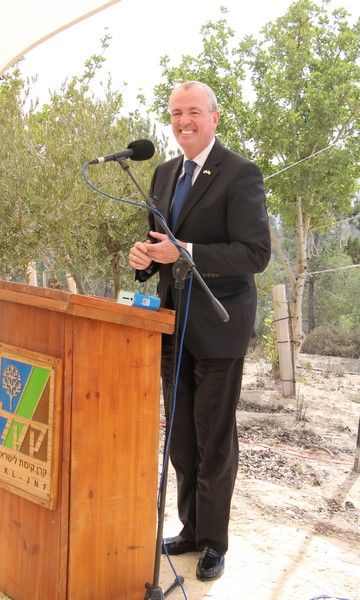 Phil Murphy, Governor of New Jersey, USA, speaks at Yad Kennedy near Jerusalem. Photo: KKL-JNF