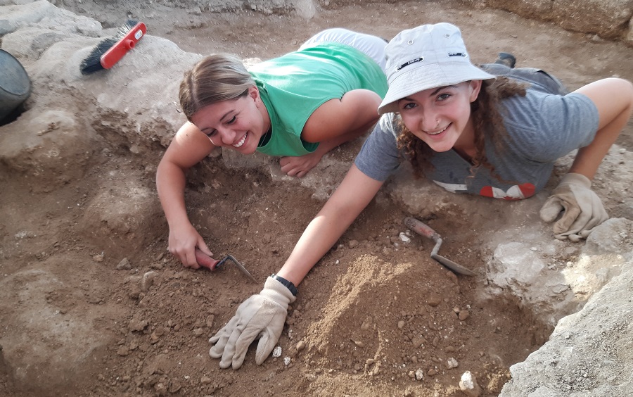 American students excavating at Huqoq
