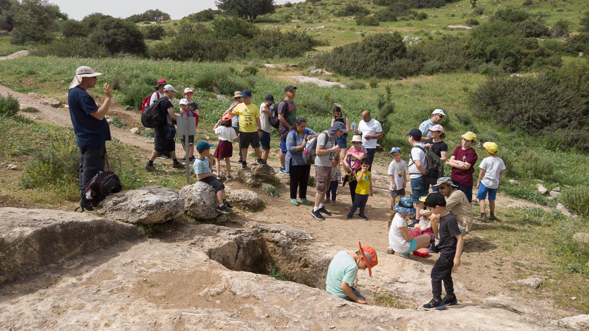 Exploring the Burgin Ruins. Photo: Yoni Sheffer, KKL-JNF