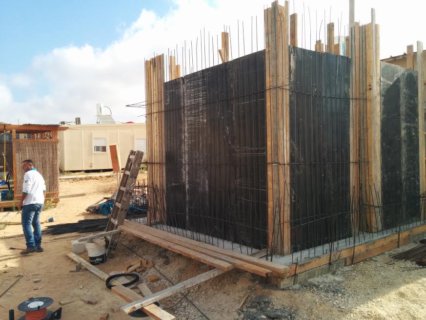 Installing a bomb shelter in Naveh near the Gaza border. Photo: KKL-JNF Photo Archive