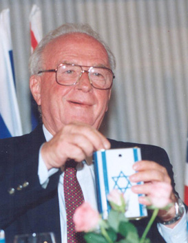 Yitzhak Rabin OBM with Blue Box. Photo: Flash 90