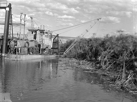Draining the Hula Valley, 1955. Photograph: KKL-JNF Photo Archive.